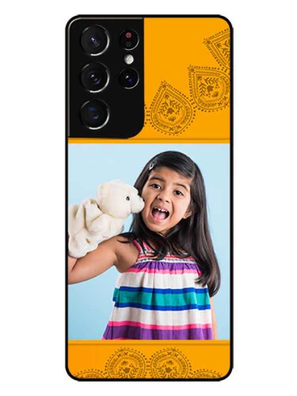 Custom Galaxy S21 Ultra Personalized Glass Phone Case  - Photo Wedding Design 