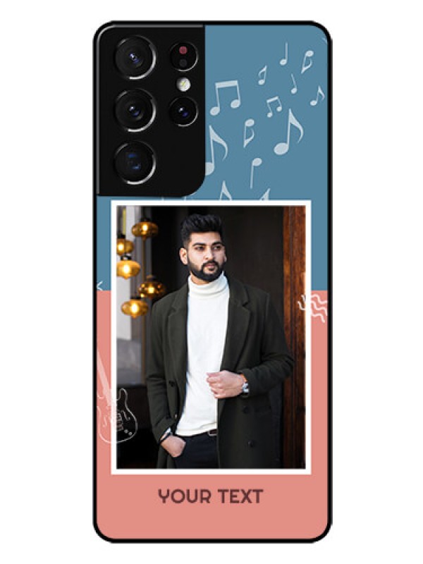 Custom Galaxy S21 Ultra Photo Printing on Glass Case  - with Color Musical Note Design