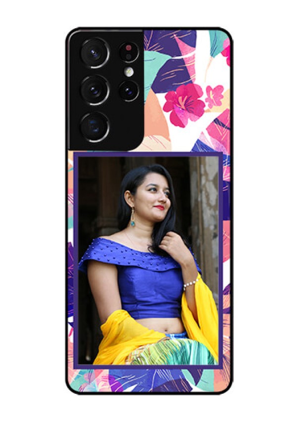 Galaxy S21 Ultra Custom Glass Mobile Case  - Abstract Floral Design