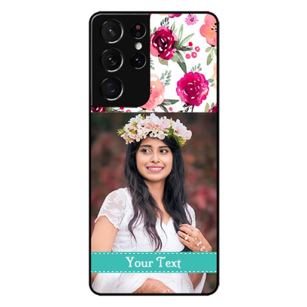 Galaxy S21 Ultra Custom Glass Phone Case  - Watercolor Floral Design