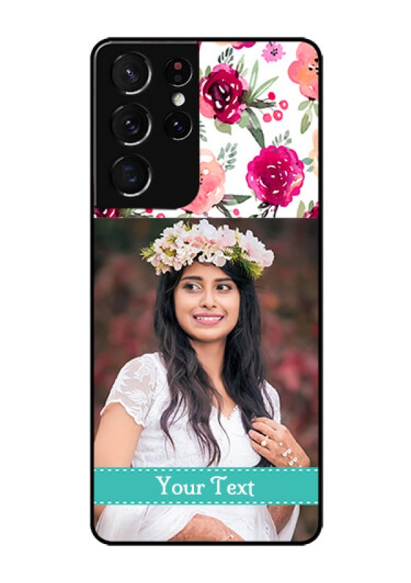 Galaxy S21 Ultra Custom Glass Phone Case  - Watercolor Floral Design