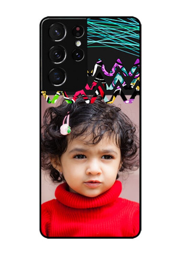 Galaxy S21 Ultra Personalized Glass Phone Case  - Neon Abstract Design