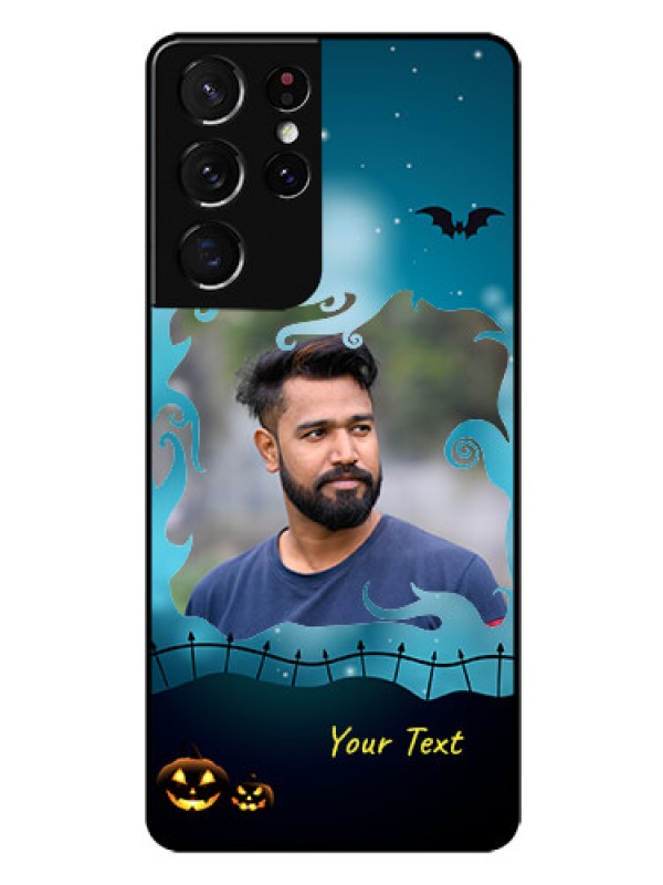 Custom Galaxy S21 Ultra Custom Glass Phone Case  - Halloween frame design