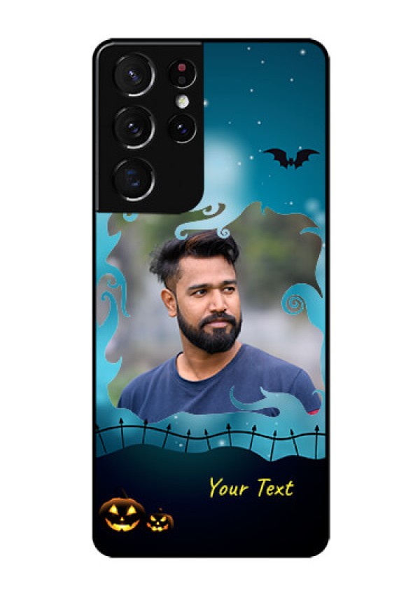 Galaxy S21 Ultra Custom Glass Phone Case  - Halloween frame design