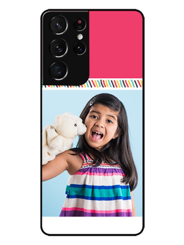 Custom Galaxy S21 Ultra Personalized Glass Phone Case  - Line art design