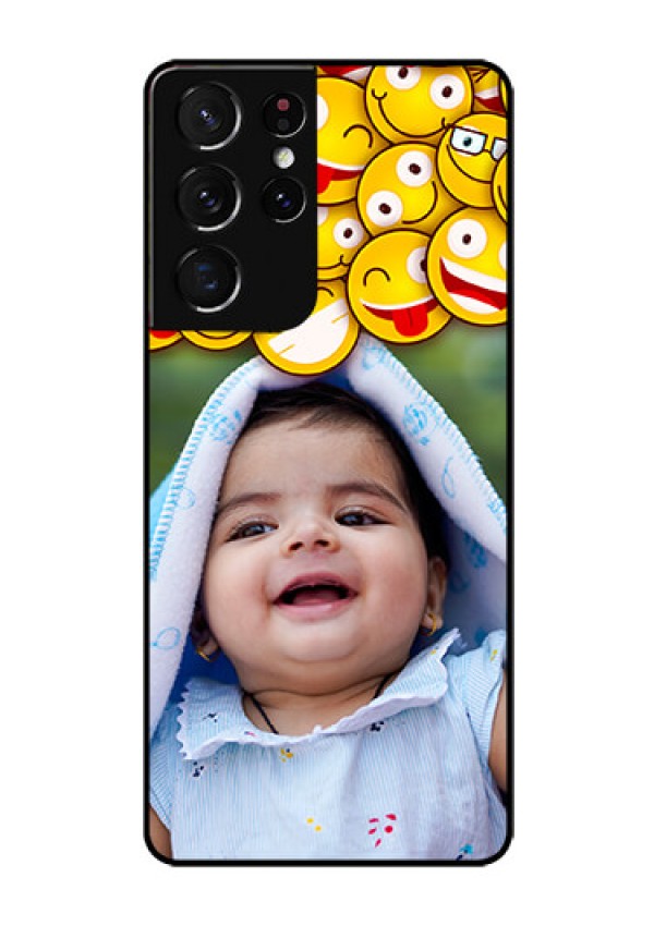 Galaxy S21 Ultra Custom Glass Mobile Case  - with Smiley Emoji Design