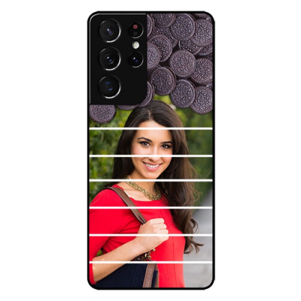Galaxy S21 Ultra Custom Glass Phone Case - with Oreo Biscuit Design Galaxy S21 Ultra Custom Glass Phone Case - with Oreo Biscuit Design
