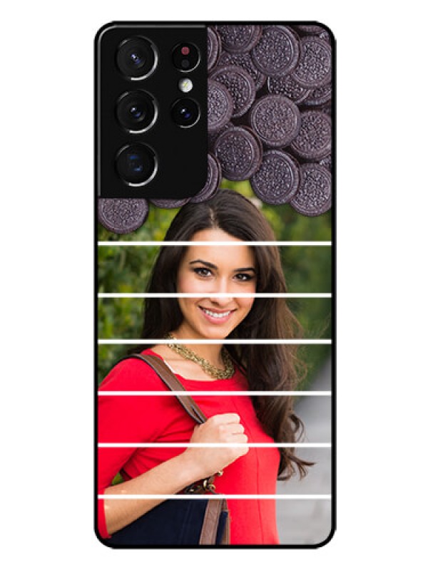 Custom Galaxy S21 Ultra Custom Glass Phone Case  - with Oreo Biscuit Design