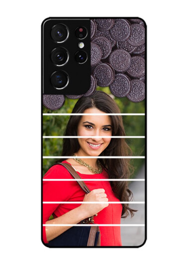 Galaxy S21 Ultra Custom Glass Phone Case  - with Oreo Biscuit Design