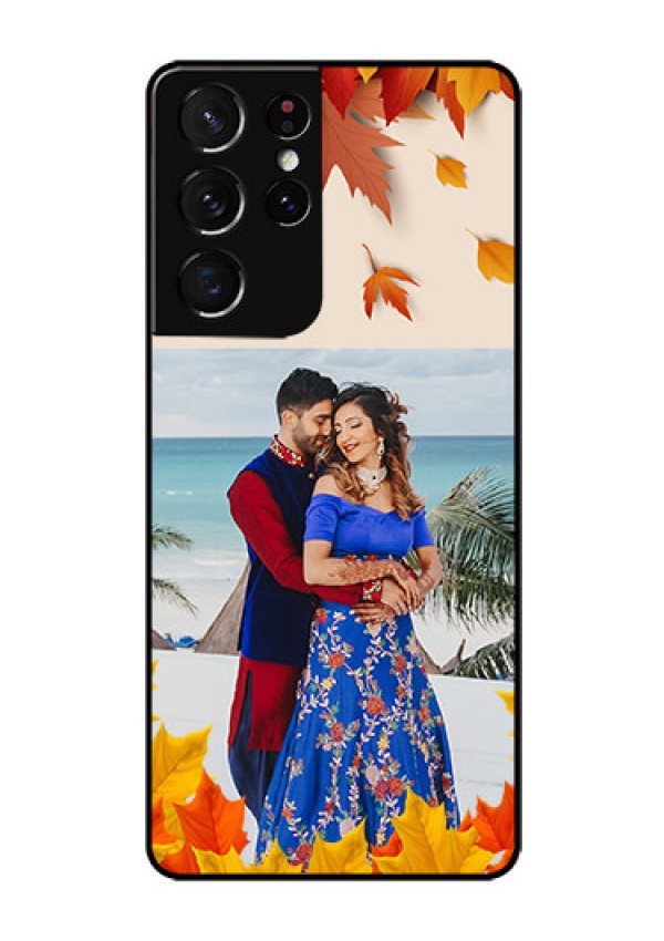 Galaxy S21 Ultra Photo Printing on Glass Case  - Autumn Maple Leaves Design