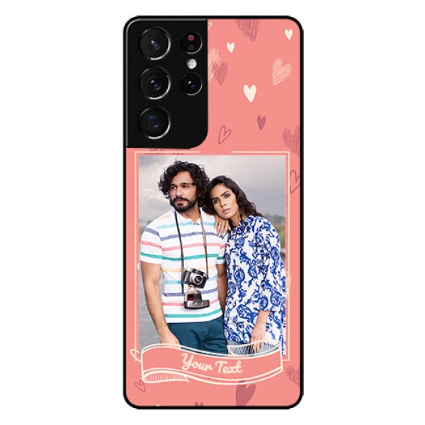 Galaxy S21 Ultra Custom Glass Phone Case  - Love doodle art Design