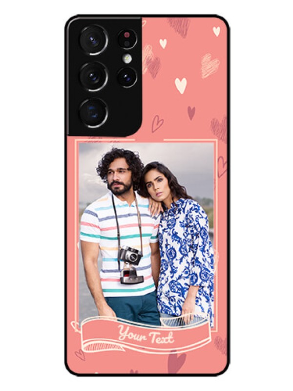Custom Galaxy S21 Ultra Custom Glass Phone Case  - Love doodle art Design