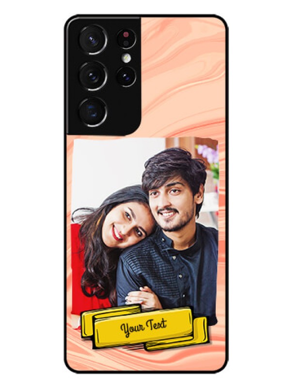 Custom Galaxy S21 Ultra Personalized Glass Phone Case  - Marble Texture Design