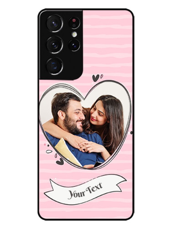 Custom Galaxy S21 Ultra Custom Glass Phone Case  - Vintage Heart Design