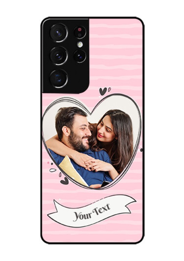 Galaxy S21 Ultra Custom Glass Phone Case  - Vintage Heart Design