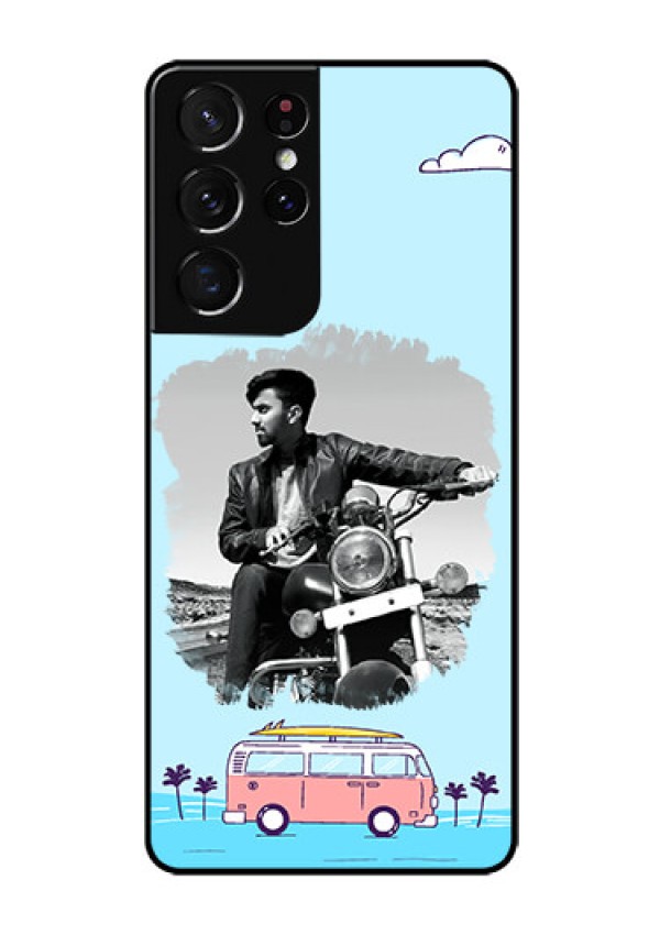 Galaxy S21 Ultra Photo Printing on Glass Case  - Travel & Adventure Design