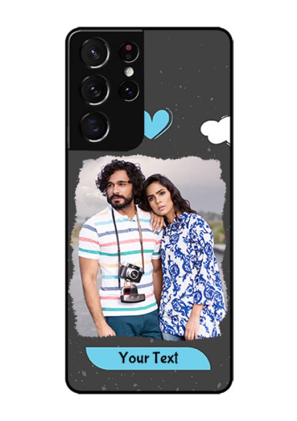 Galaxy S21 Ultra Custom Glass Phone Case  - Splashes with love doodles Design