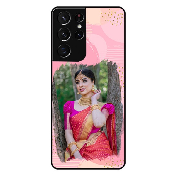Galaxy S21 Ultra Personalized Glass Phone Case - Gold Glitter Splash Design Galaxy S21 Ultra Personalized Glass Phone Case - Gold Glitter Splash Design