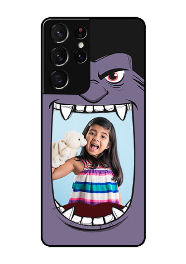 Galaxy S21 Ultra Custom Glass Phone Case  - Angry Monster Design