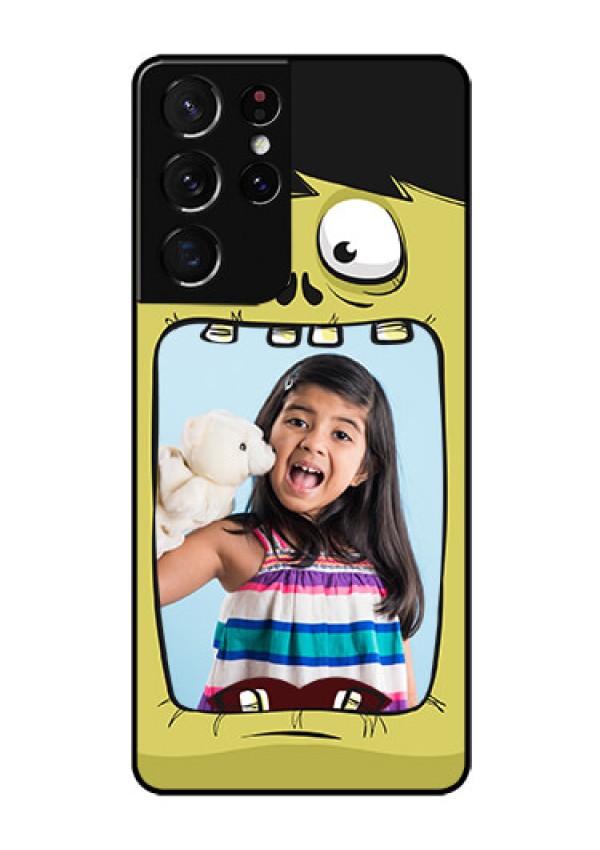 Galaxy S21 Ultra Personalized Glass Phone Case  - Cartoon monster back case Design