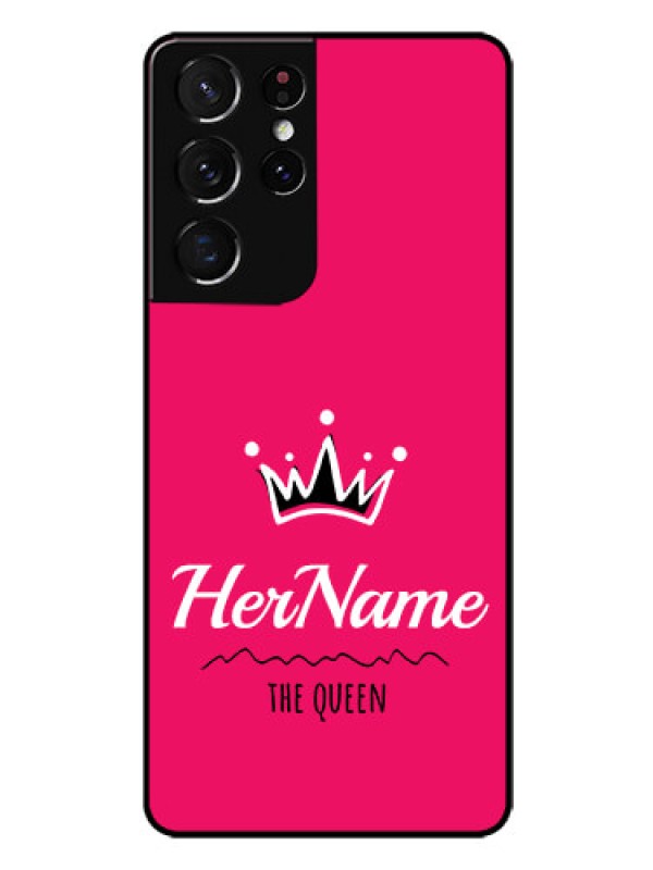 Custom Galaxy S21 Ultra Glass Phone Case Queen with Name