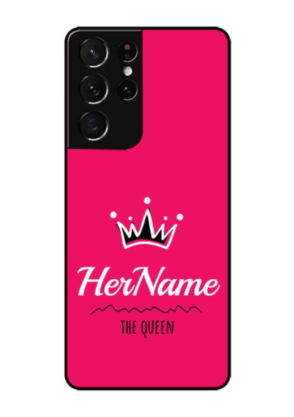 Galaxy S21 Ultra Glass Phone Case Queen with Name