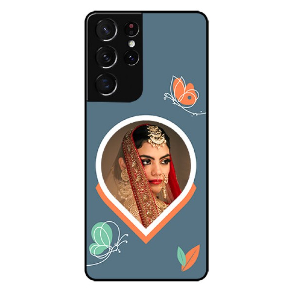 Galaxy S21 Ultra Custom Glass Mobile Case - Droplet Butterflies Design Galaxy S21 Ultra Custom Glass Mobile Case - Droplet Butterflies Design