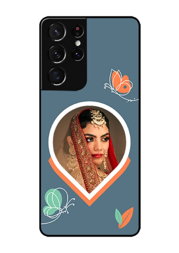 Galaxy S21 Ultra Custom Glass Mobile Case - Droplet Butterflies Design