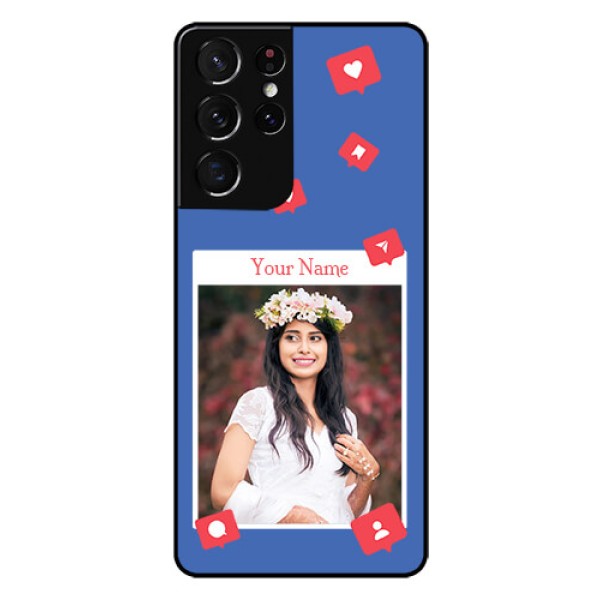 Galaxy S21 Ultra Custom Glass Phone Case - Like Share And Comment Design Galaxy S21 Ultra Custom Glass Phone Case - Like Share And Comment Design