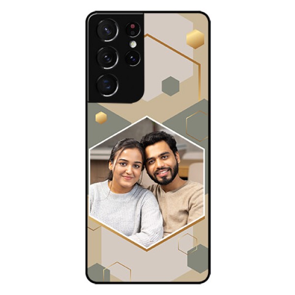 Galaxy S21 Ultra Photo Printing on Glass Case - Stylish Hexagon Pattern Design Galaxy S21 Ultra Photo Printing on Glass Case - Stylish Hexagon Pattern Design