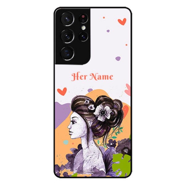 Galaxy S21 Ultra Personalized Glass Phone Case - Woman And Nature Design Galaxy S21 Ultra Personalized Glass Phone Case - Woman And Nature Design