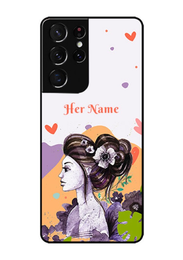 Galaxy S21 Ultra Personalized Glass Phone Case - Woman And Nature Design