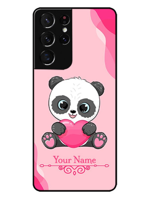Custom Galaxy S21 Ultra Custom Glass Mobile Case - Cute Panda Design