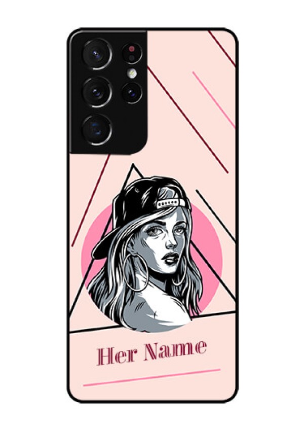 Galaxy S21 Ultra Personalized Glass Phone Case - Rockstar Girl Design