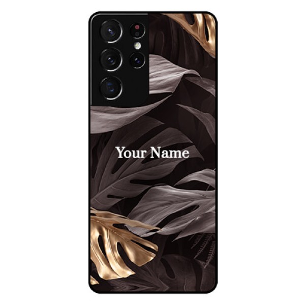 Galaxy S21 Ultra Personalised Glass Phone Case - Wild Leaves digital paint Design Galaxy S21 Ultra Personalised Glass Phone Case - Wild Leaves digital paint Design