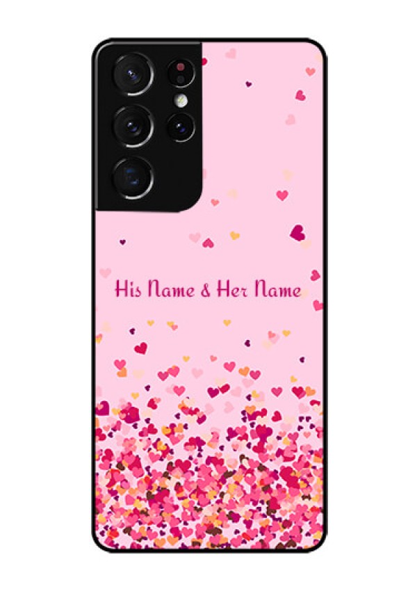 Galaxy S21 Ultra Photo Printing on Glass Case - Floating Hearts Design
