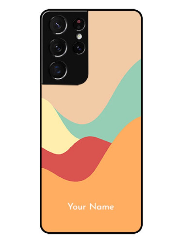 Custom Galaxy S21 Ultra Personalized Glass Phone Case - Ocean Waves Multi-colour Design
