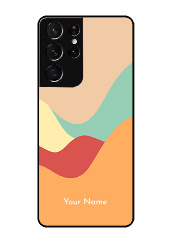 Galaxy S21 Ultra Personalized Glass Phone Case - Ocean Waves Multi-colour Design