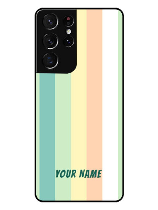 Custom Galaxy S21 Ultra Photo Printing on Glass Case - Multi-colour Stripes Design
