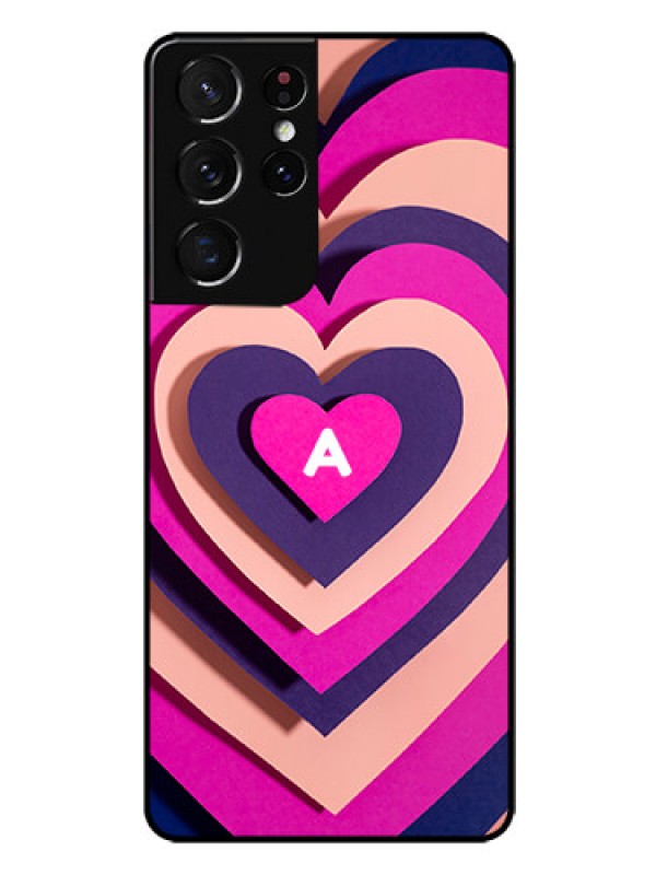 Custom Galaxy S21 Ultra Custom Glass Mobile Case - Cute Heart Pattern Design