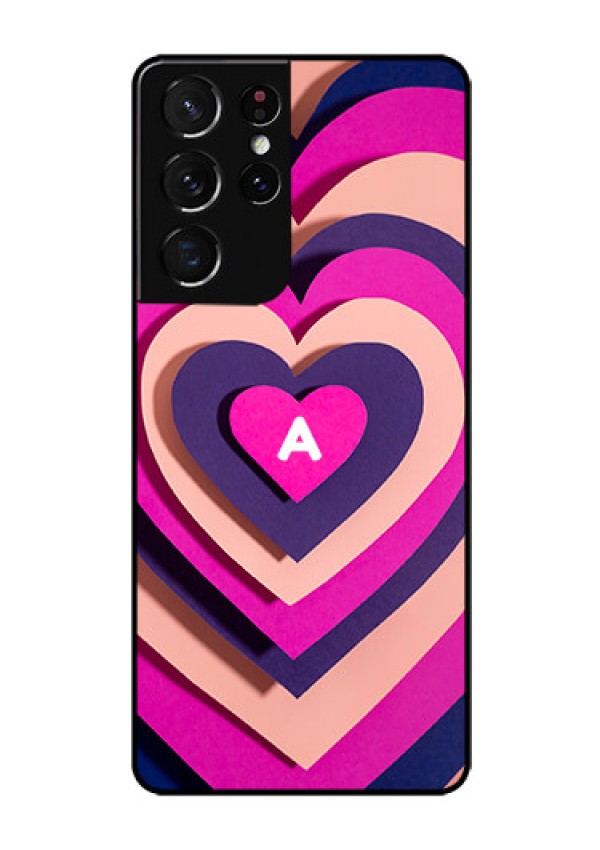 Galaxy S21 Ultra Custom Glass Mobile Case - Cute Heart Pattern Design