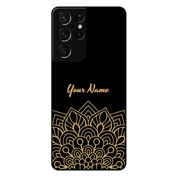 Galaxy S21 Ultra Custom Glass Phone Case - Golden mandala Design