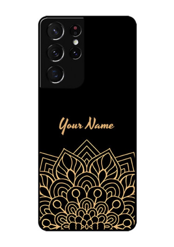 Galaxy S21 Ultra Custom Glass Phone Case - Golden mandala Design