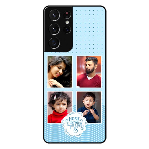 Galaxy S21 Ultra Custom Glass Phone Case - Cute love quote with 4 pic upload Design Galaxy S21 Ultra Custom Glass Phone Case - Cute love quote with 4 pic upload Design