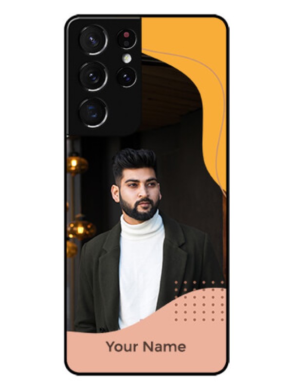 Custom Galaxy S21 Ultra Personalized Glass Phone Case - Tri-coloured overlay design