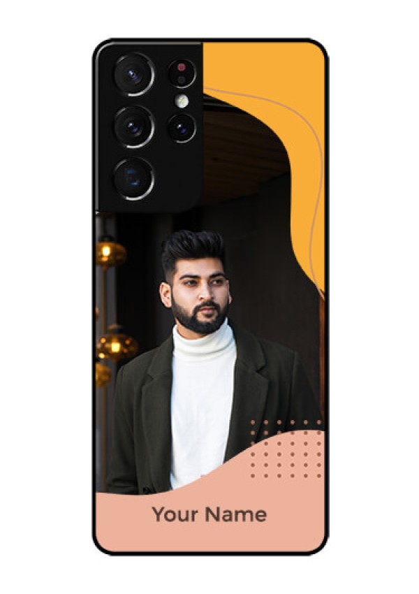 Galaxy S21 Ultra Personalized Glass Phone Case - Tri-coloured overlay design