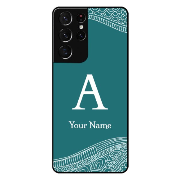 Galaxy S21 Ultra Personalized Glass Phone Case - line art pattern with custom name Design Galaxy S21 Ultra Personalized Glass Phone Case - line art pattern with custom name Design