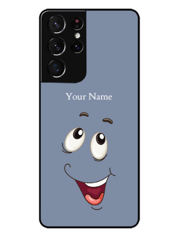 Custom Galaxy S21 Ultra Photo Printing on Glass Case - Laughing Cartoon Face Design