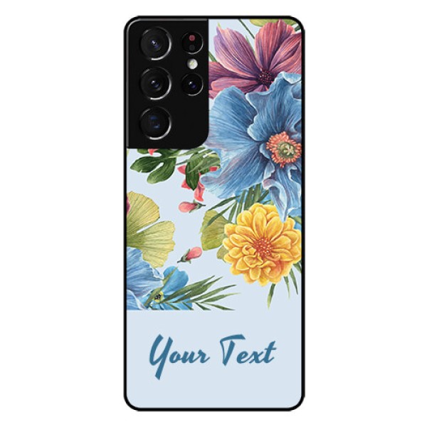 Galaxy S21 Ultra Custom Glass Mobile Case - Stunning Watercolored Flowers Painting Design
