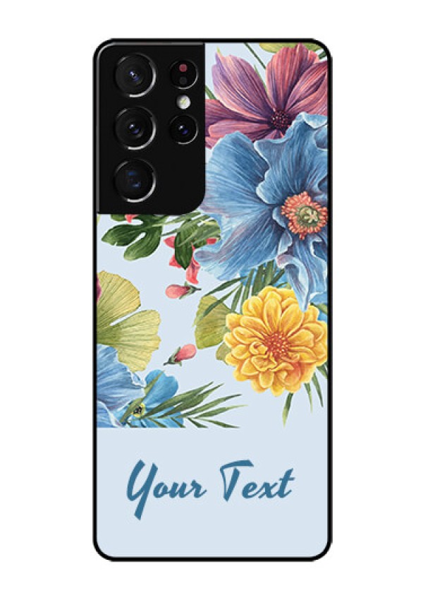 Galaxy S21 Ultra Custom Glass Mobile Case - Stunning Watercolored Flowers Painting Design